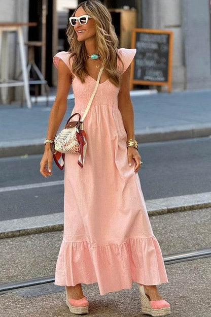 peach smocked maxi dress - Shop Style & More | Fresh Looks, Everyday Deals & Free Shipping