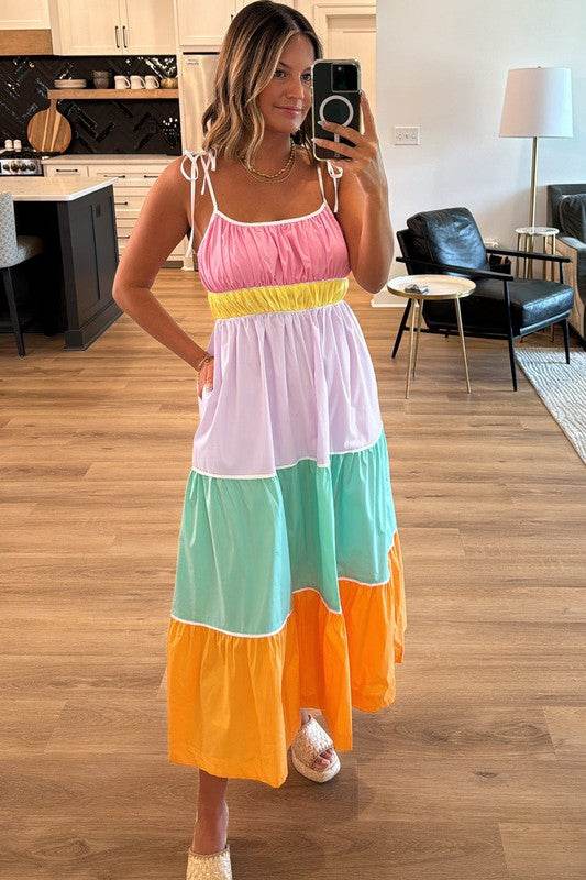 colorblock tiered mxi dress - Shop Style & More | Fresh Looks, Everyday Deals & Free Shipping