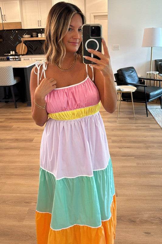 colorblock tiered mxi dress - Shop Style & More | Fresh Looks, Everyday Deals & Free Shipping
