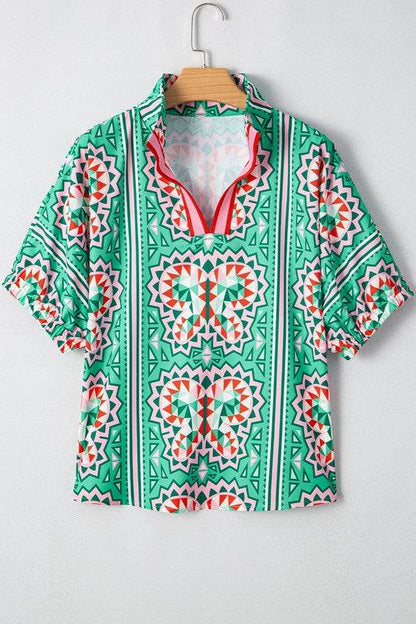 Green geo dolman blouse - Shop Style & More | Fresh Looks, Everyday Deals & Free Shipping