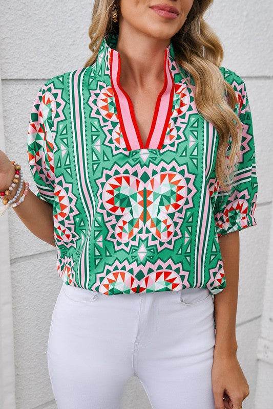 Green geo dolman blouse - Shop Style & More | Fresh Looks, Everyday Deals & Free Shipping