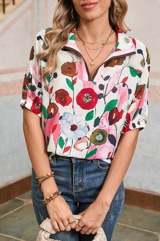 Floral dolman blue yellow blouse - Shop Style & More | Fresh Looks, Everyday Deals & Free Shipping