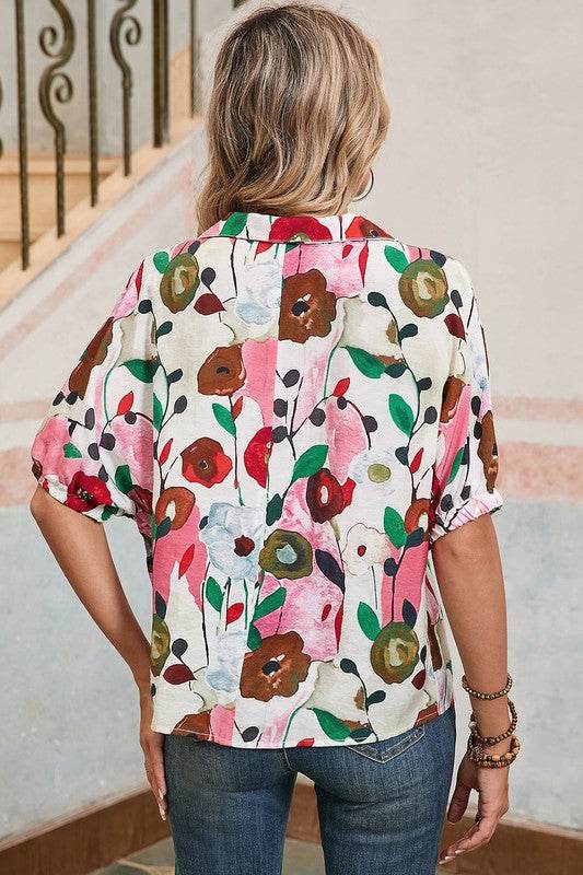 Floral dolman blue yellow blouse - Shop Style & More | Fresh Looks, Everyday Deals & Free Shipping