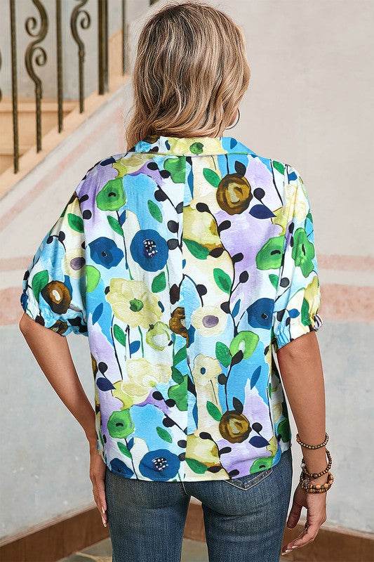 Floral dolman blue yellow blouse - Shop Style & More | Fresh Looks, Everyday Deals & Free Shipping