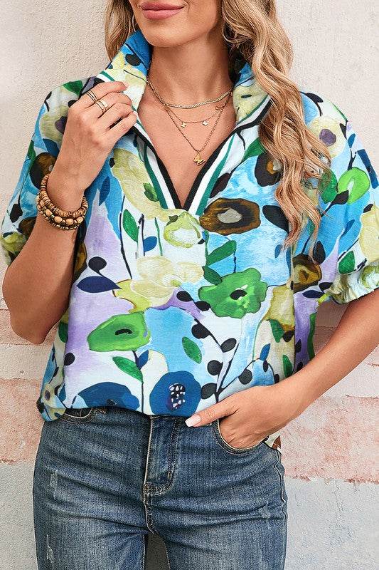 Floral dolman blue yellow blouse - Shop Style & More | Fresh Looks, Everyday Deals & Free Shipping