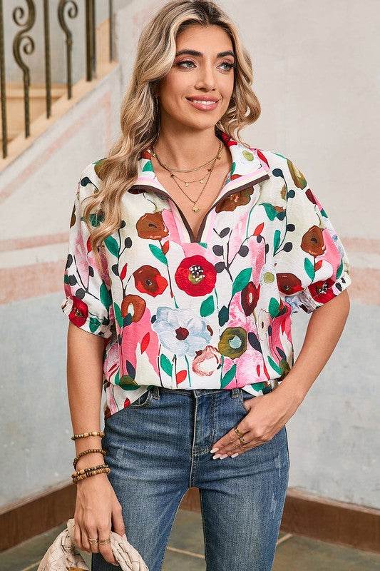 Floral dolman blue yellow blouse - Shop Style & More | Fresh Looks, Everyday Deals & Free Shipping