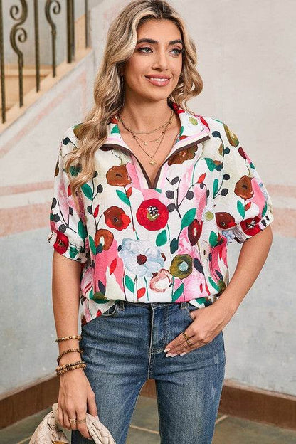 Floral dolman blue yellow blouse - Shop Style & More | Fresh Looks, Everyday Deals & Free Shipping