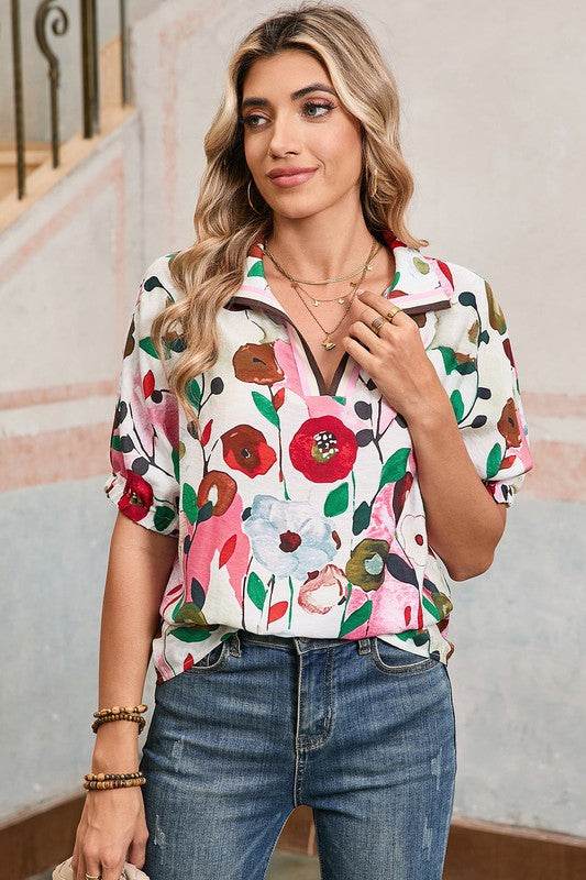 Floral dolman blue yellow blouse - Shop Style & More | Fresh Looks, Everyday Deals & Free Shipping