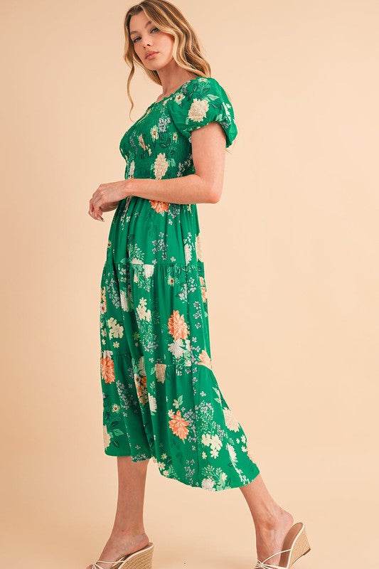 Green Tiered light weight midi dress - Shop Style & More | Fresh Looks, Everyday Deals & Free Shipping