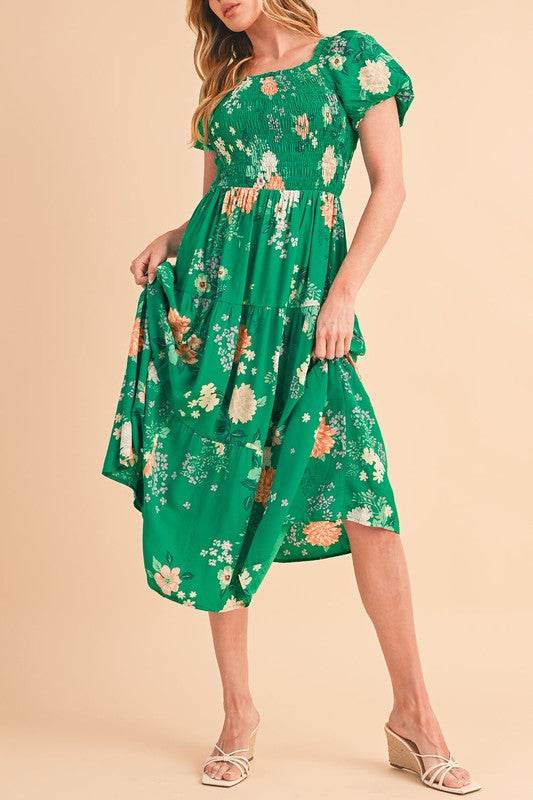 Green Tiered light weight midi dress - Shop Style & More | Fresh Looks, Everyday Deals & Free Shipping