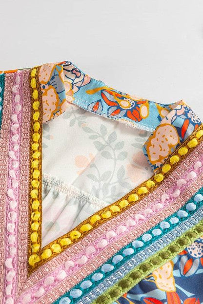 Multicolour V Neck Half Sleeve Boho Floral Blouse - Shop Style & More | Fresh Looks, Everyday Deals & Free Shipping