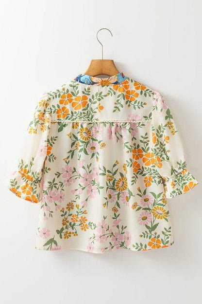 Multicolour V Neck Half Sleeve Boho Floral Blouse - Shop Style & More | Fresh Looks, Everyday Deals & Free Shipping