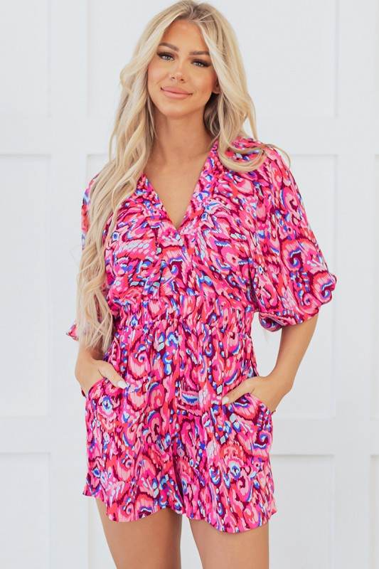 Puff Sleeve V Neck High Waist Romper - Shop Style & More | Fresh Looks, Everyday Deals & Free Shipping