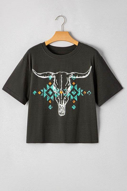 Bull Head Skull Turquoise Aztec Graphic T Shirt - Shop Style & More | Fresh Looks, Everyday Deals & Free Shipping