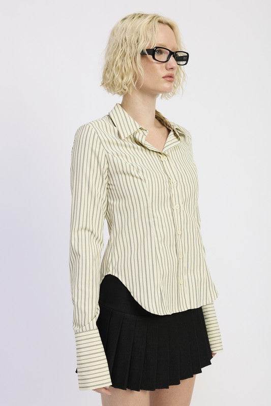 BUTTON DOWN STRIPED SHIRT - Shop Style & More | Fresh Looks, Everyday Deals & Free Shipping