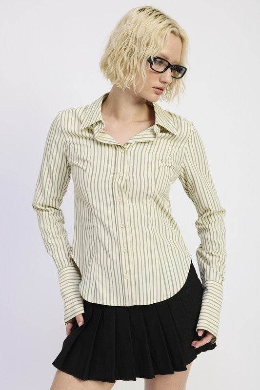 BUTTON DOWN STRIPED SHIRT - Shop Style & More | Fresh Looks, Everyday Deals & Free Shipping