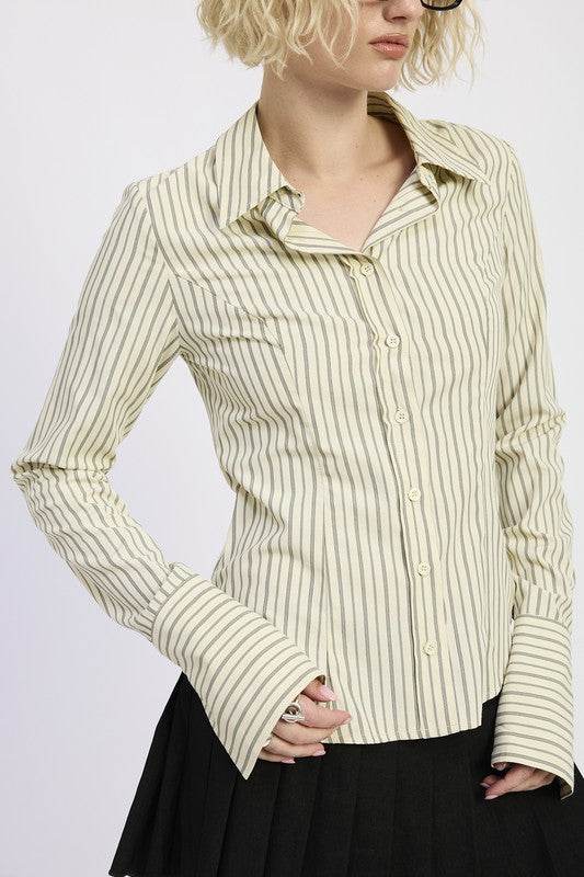 BUTTON DOWN STRIPED SHIRT - Shop Style & More | Fresh Looks, Everyday Deals & Free Shipping