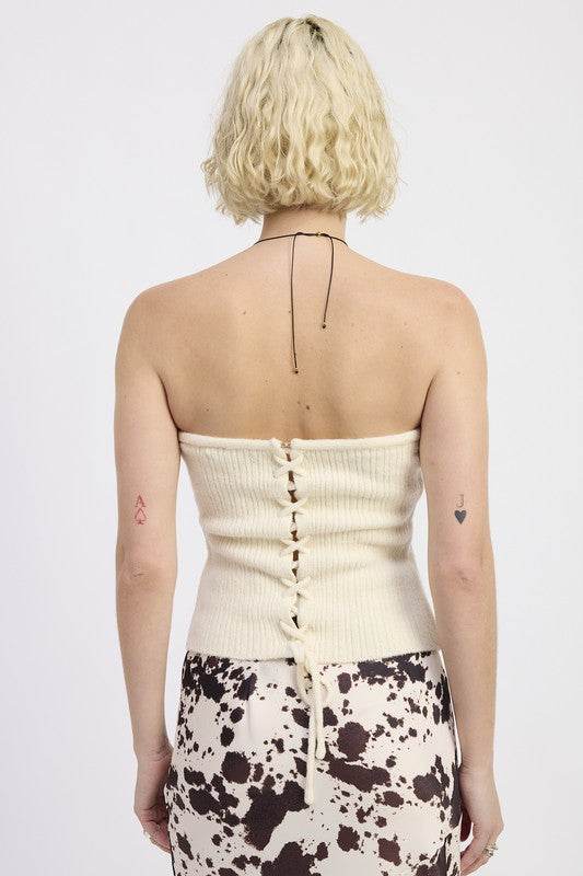 LACE UP TUBE SWEATER TOP - Shop Style & More | Fresh Looks, Everyday Deals & Free Shipping