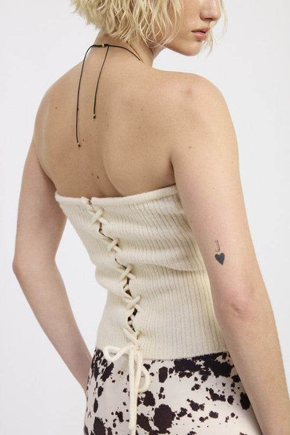 LACE UP TUBE SWEATER TOP - Shop Style & More | Fresh Looks, Everyday Deals & Free Shipping