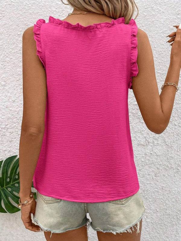 Ruffle trim tank top blouse - Shop Style & More | Fresh Looks, Everyday Deals & Free Shipping
