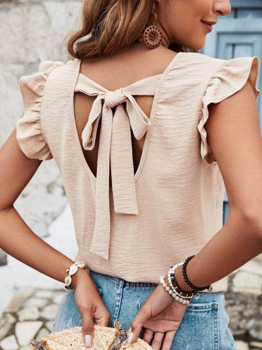Tie back ruffle blouse - Shop Style & More | Fresh Looks, Everyday Deals & Free Shipping