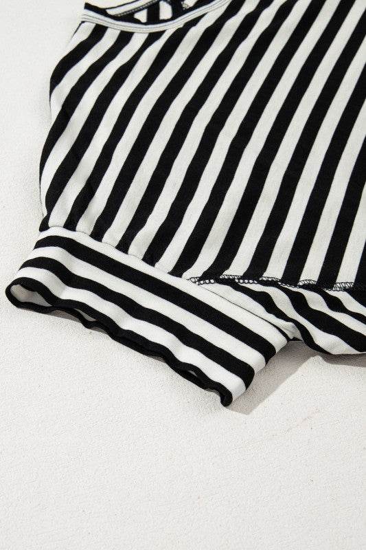Cotton Black Striped Batwing Sleeve Oversized Top - Shop Style & More | Fresh Looks, Everyday Deals & Free Shipping