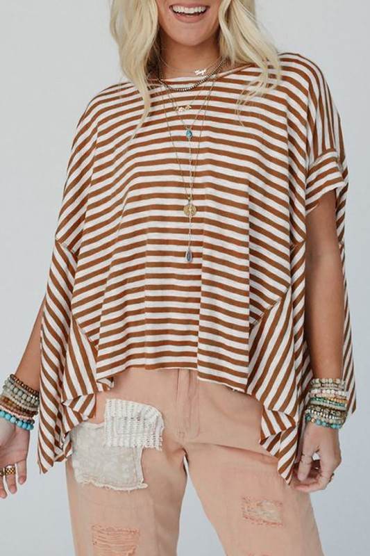 Cotton Black Striped Batwing Sleeve Oversized Top - Shop Style & More | Fresh Looks, Everyday Deals & Free Shipping