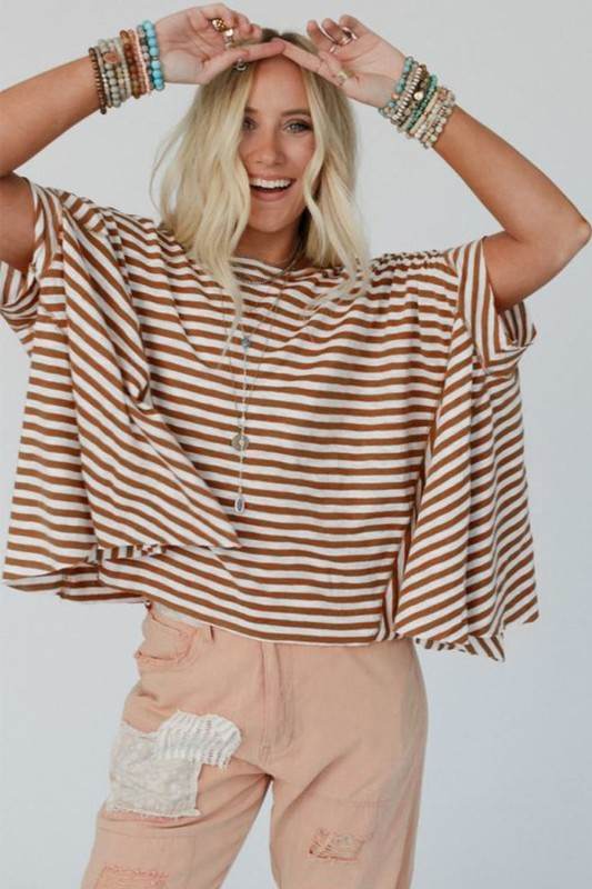 Cotton Black Striped Batwing Sleeve Oversized Top - Shop Style & More | Fresh Looks, Everyday Deals & Free Shipping