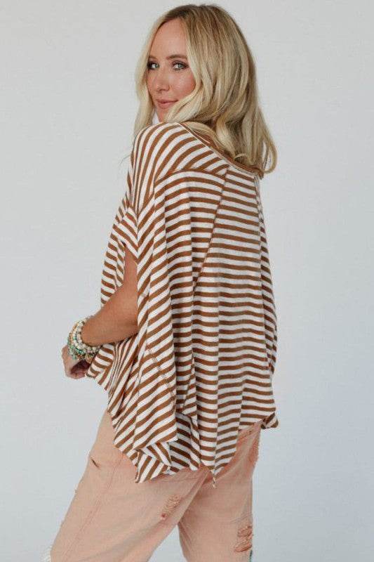 Cotton Black Striped Batwing Sleeve Oversized Top - Shop Style & More | Fresh Looks, Everyday Deals & Free Shipping
