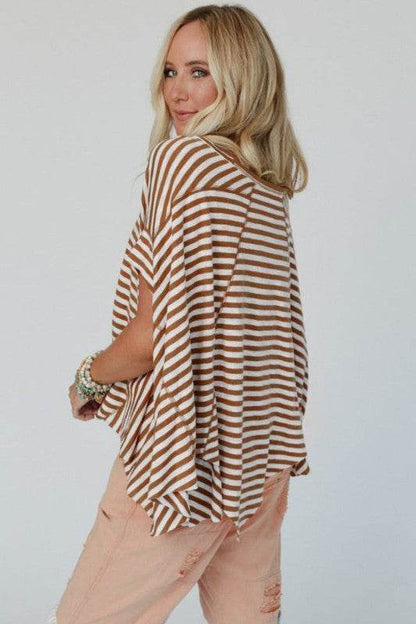 Cotton Black Striped Batwing Sleeve Oversized Top - Shop Style & More | Fresh Looks, Everyday Deals & Free Shipping