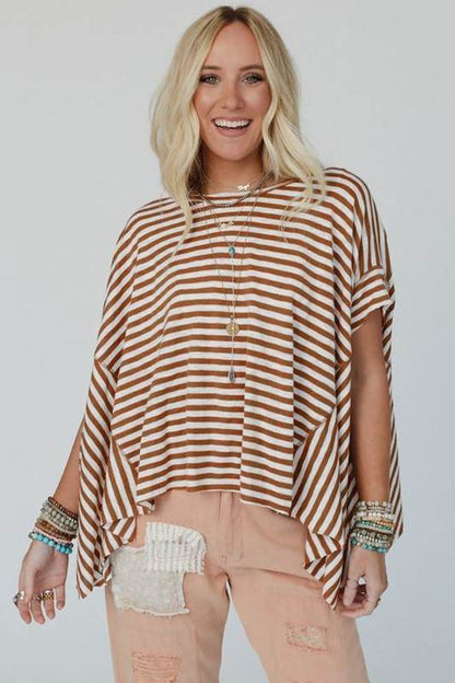 Cotton Black Striped Batwing Sleeve Oversized Top - Shop Style & More | Fresh Looks, Everyday Deals & Free Shipping