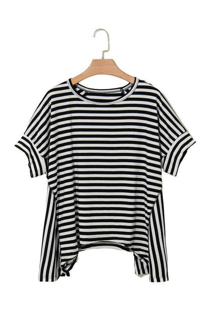 Cotton Black Striped Batwing Sleeve Oversized Top - Shop Style & More | Fresh Looks, Everyday Deals & Free Shipping