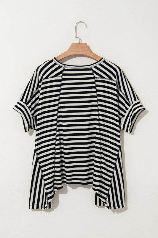 Cotton Black Striped Batwing Sleeve Oversized Top - Shop Style & More | Fresh Looks, Everyday Deals & Free Shipping