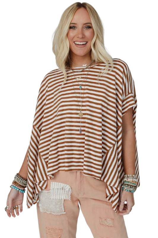 Cotton Black Striped Batwing Sleeve Oversized Top - Shop Style & More | Fresh Looks, Everyday Deals & Free Shipping