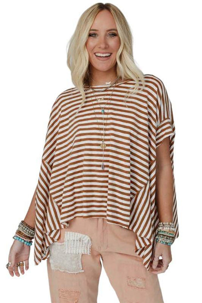 Cotton Black Striped Batwing Sleeve Oversized Top - Shop Style & More | Fresh Looks, Everyday Deals & Free Shipping