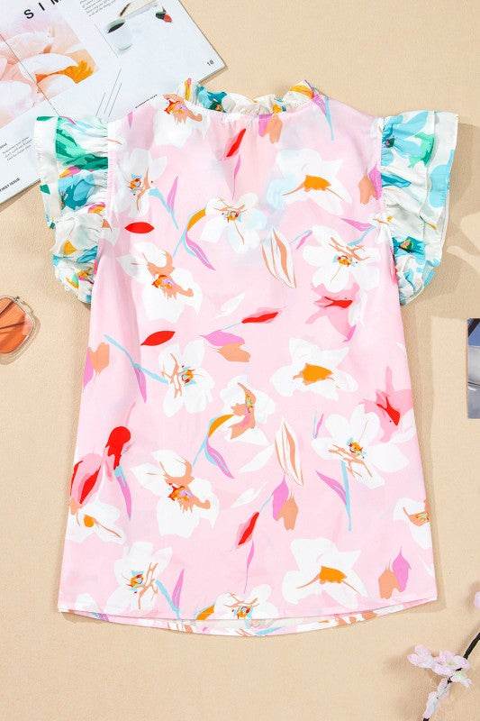 ruffle floral color block louse - Shop Style & More | Fresh Looks, Everyday Deals & Free Shipping
