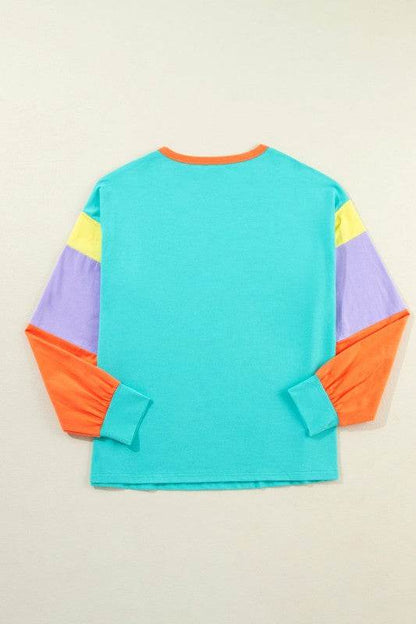 Dark Blue Color Block Sleeve Loose Fit Top - Shop Style & More | Fresh Looks, Everyday Deals & Free Shipping