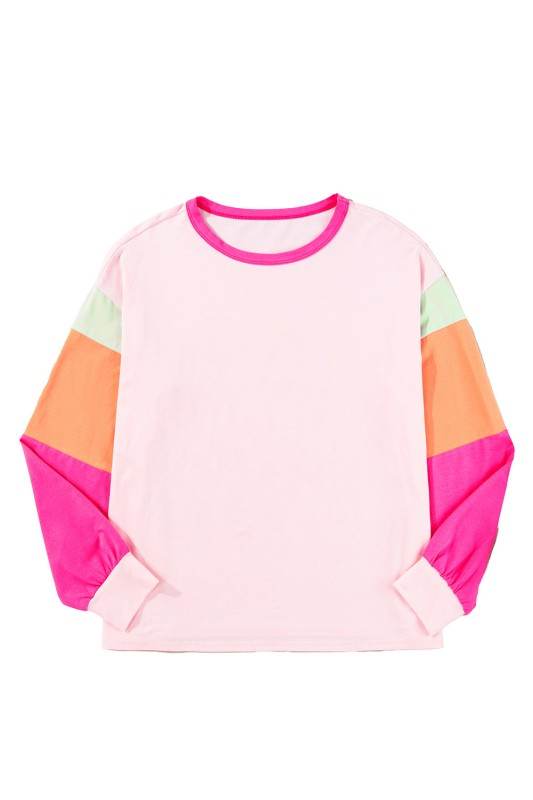 Dark Blue Color Block Sleeve Loose Fit Top - Shop Style & More | Fresh Looks, Everyday Deals & Free Shipping