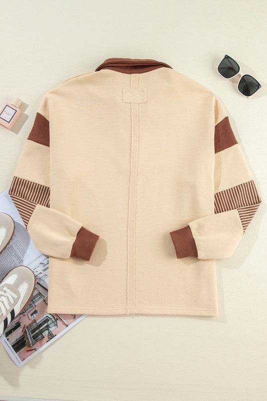 Black Striped Patchwork Collar Sweatshirt - Shop Style & More | Fresh Looks, Everyday Deals & Free Shipping
