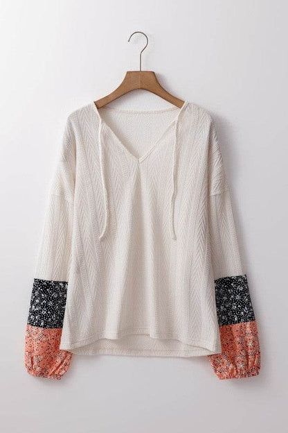 Cable knit print floral patch balloon blouse - Shop Style & More | Fresh Looks, Everyday Deals & Free Shipping