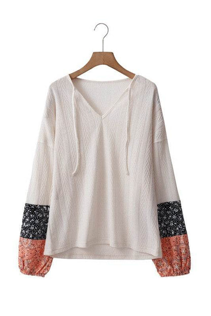 Cable knit print floral patch balloon blouse - Shop Style & More | Fresh Looks, Everyday Deals & Free Shipping