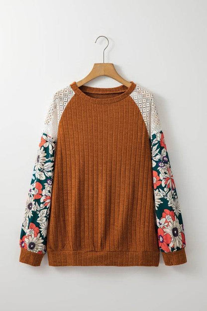 ribbed lace patch floral sweatshirt - Shop Style & More | Fresh Looks, Everyday Deals & Free Shipping