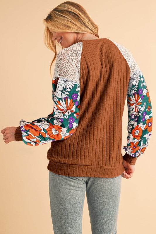 ribbed lace patch floral sweatshirt - Shop Style & More | Fresh Looks, Everyday Deals & Free Shipping