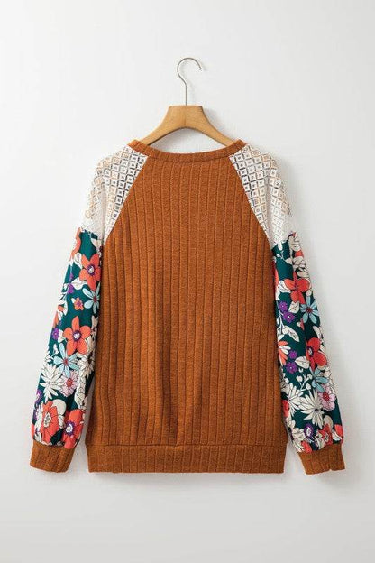 ribbed lace patch floral sweatshirt - Shop Style & More | Fresh Looks, Everyday Deals & Free Shipping