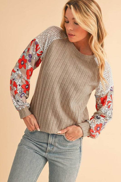ribbed lace patch floral sweatshirt - Shop Style & More | Fresh Looks, Everyday Deals & Free Shipping