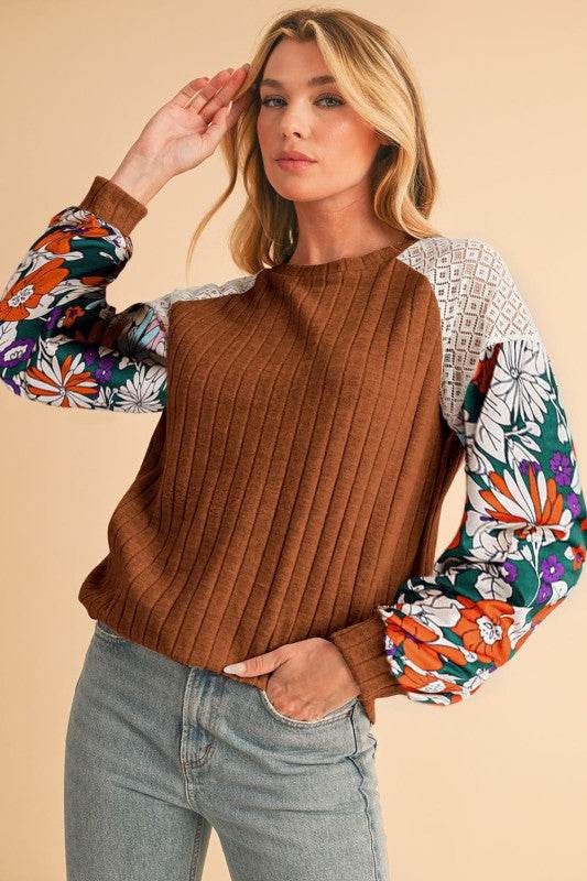 ribbed lace patch floral sweatshirt - Shop Style & More | Fresh Looks, Everyday Deals & Free Shipping