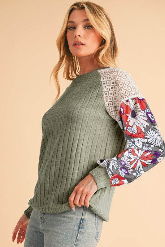 ribbed lace patch floral sweatshirt - Shop Style & More | Fresh Looks, Everyday Deals & Free Shipping
