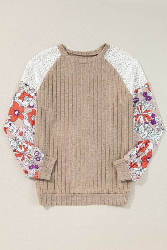 ribbed lace patch floral sweatshirt - Shop Style & More | Fresh Looks, Everyday Deals & Free Shipping