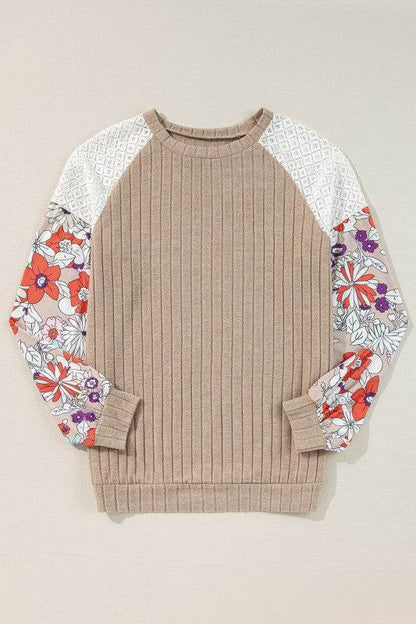 ribbed lace patch floral sweatshirt - Shop Style & More | Fresh Looks, Everyday Deals & Free Shipping
