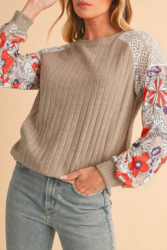 ribbed lace patch floral sweatshirt - Shop Style & More | Fresh Looks, Everyday Deals & Free Shipping